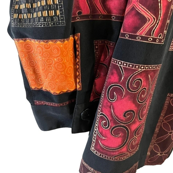 Draper’s & Damon’s Button Up Shirt 1X Multi Patterned Shiny Retro Vintage Formal - Picture 8 of 10